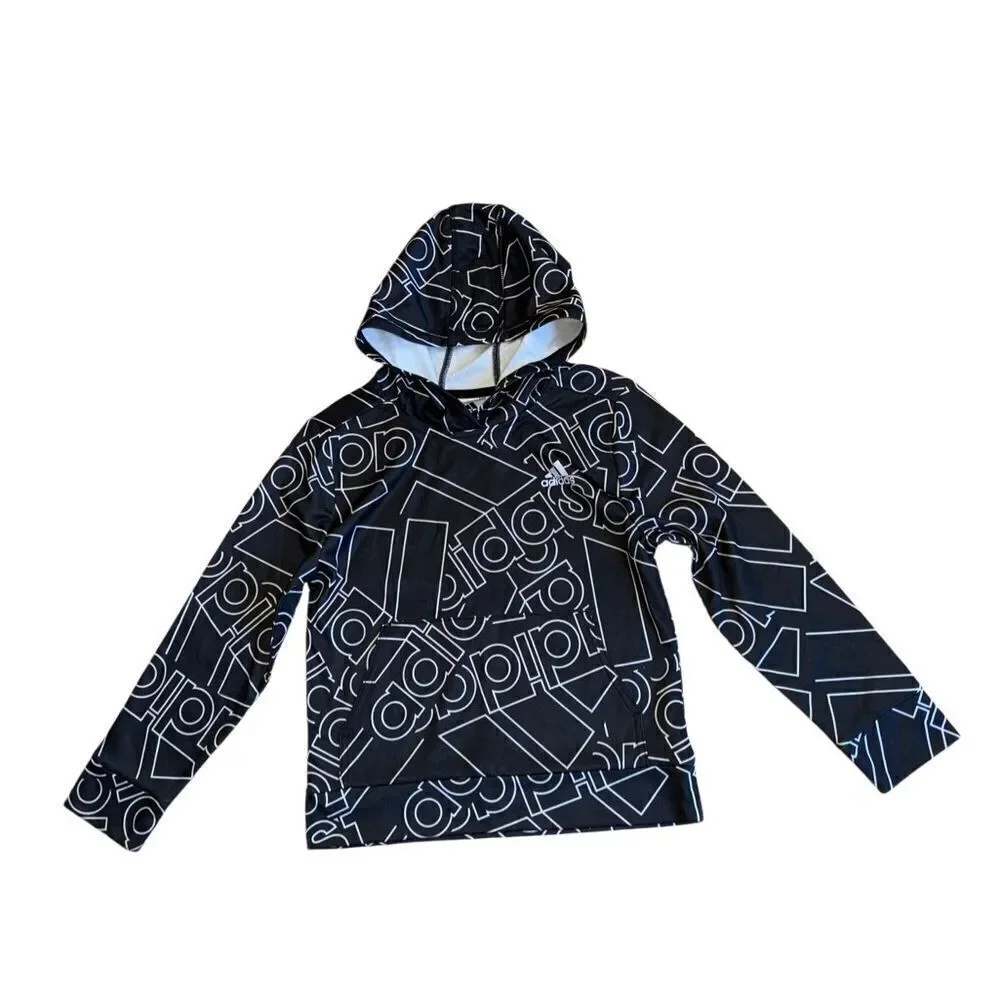 adidas Boys Outline Badge of Sport Hooded Tee - Size Small (8)